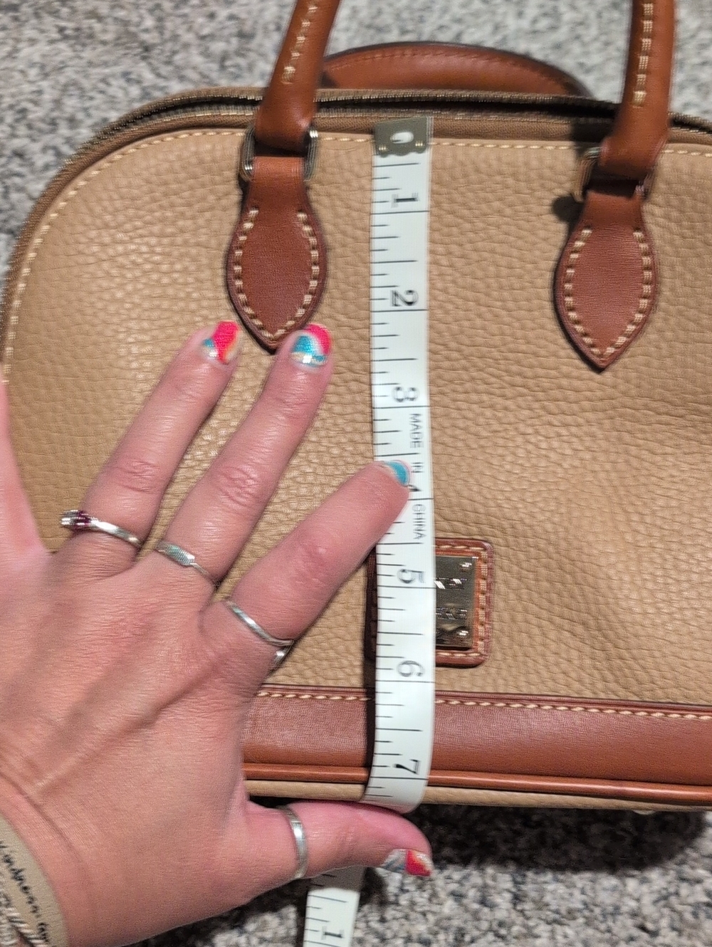 Dooney & Bourke Tan Pebble Leather Satchel with Brown Trim - Picture 8 of 8